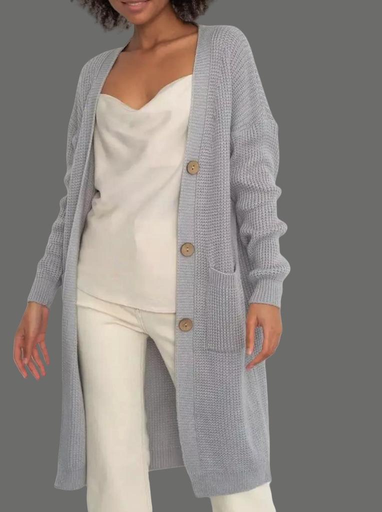 New long lazy wind sweater women's autumn and winter loose and versatile long-sleeved knitted cardigan jacket buttons 13 colors