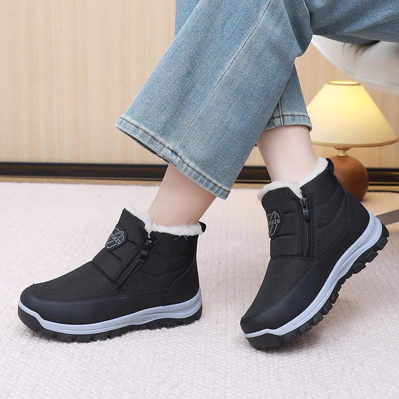 Women's Large Size Soft Sole Cold Resistant Winter Warm Anti-slip Fur One Snow Boots Padded Lined Ankle Boots Anti-slip Sports Cotton Boots