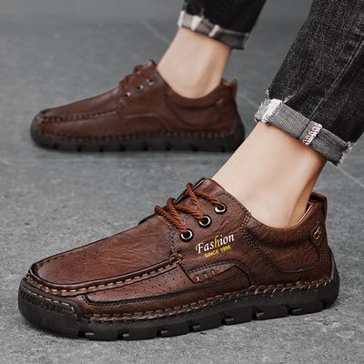 Handmade Men's Work Shoes Luxury Brand Leather Outdoor Casual Shoes for Men Dress Shoes High Quality Comfy Thick Bottom Shoes