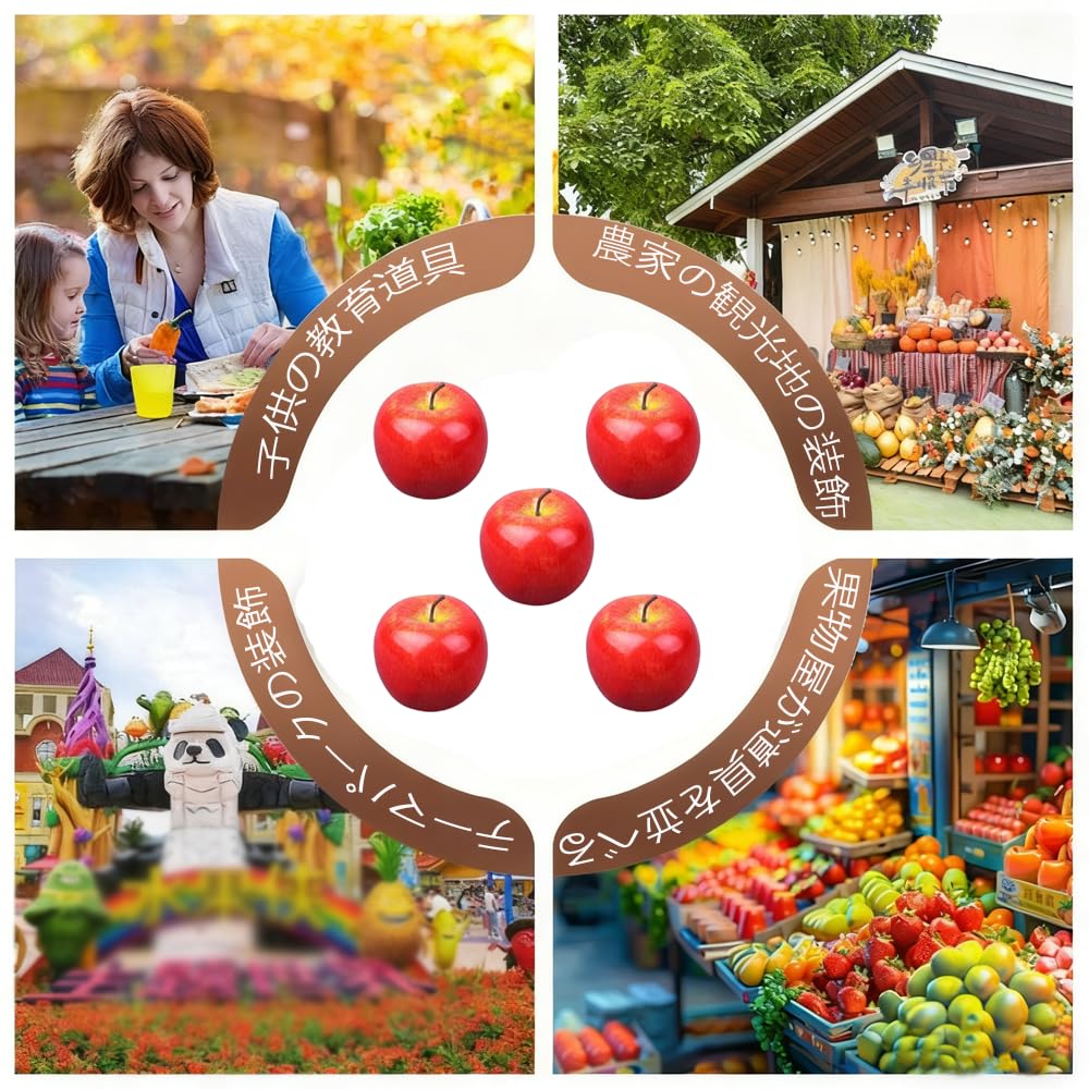 YUWENW Food Sample Apples, 5 Pieces, Life-Size Artificial Fruit, Realistic Fake Fruit Figurine, Model, Display, Interior Decoration, Replica, New
