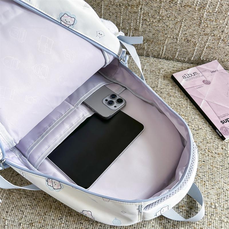 Color Block Cartoon Backpack Commuter Large Capacity Schoolbag Women's Lightweight Backpack