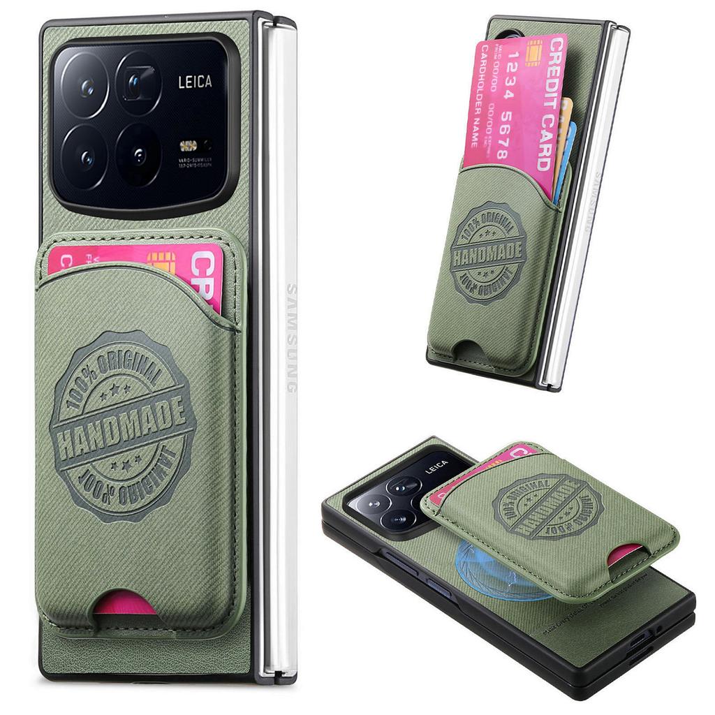 For Xiaomi Mix Fold 4 5G Case Compatible with MagSafe Denim Texture Leather Back Cover with Card Bag