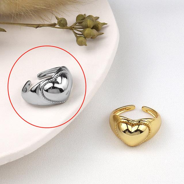 ANENJERY Anel para mulheres anéis suaves em forma de coração ajustável joias de festa atacado