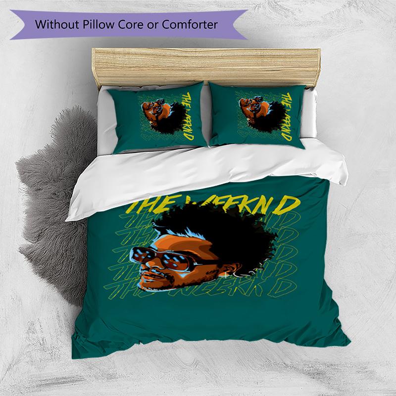 The Weeknd Printed 3PCS Bedding Set Soft Breathable Duvet Cover Pillowcases Set Washable Bedroom Decor Home Gift