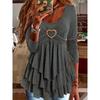 JPNTKY Women's Fashion Casual Solid Color Print Long Sleeve O Neck Blouses & Shirts