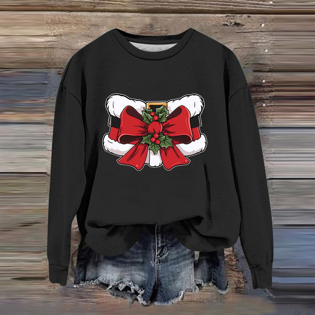 Women's Fashion Casual Long Sleeve Loose Christmas Printed Sweatshirt