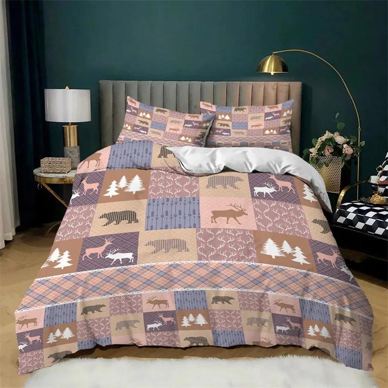 Red Christmas Duvet Cover Santa Claus Snowman Twin King Bedding Set Microfiber 2/3Pcs Cartoon Comforter Cover With Pillowcases
