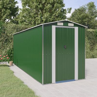 Vidaxl Garden Shed, Green, 192X523X223 Cm, Galvanized Steel