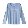 Plus Size Women's Long Sleeve Pullover Loose Spring and Autumn Round Neck Bottom Shirt