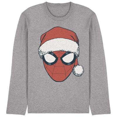 Spider-Man Unisex Adult Santa Hat Heather Long-Sleeved Christmas T-Shirt