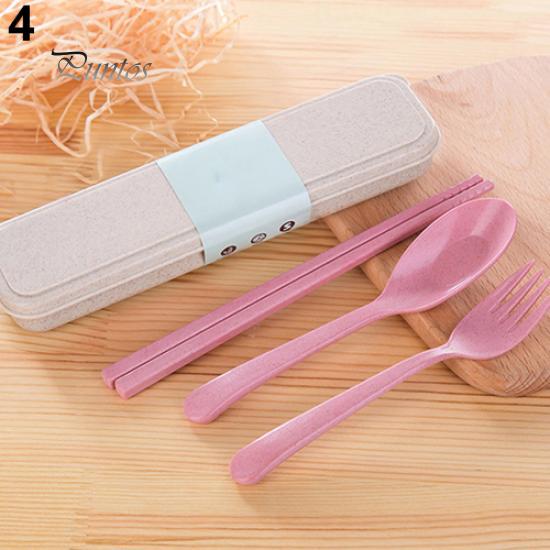 

3 шт. столовые приборы пшеничная солома ложка вилка палочки для еды розовый