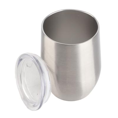 12oz Stainless Steel Stemless Wine Cups with Lid Straw Hole Double Wall Vacuum Travel Mugs