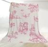 Ballet Blanket Gift for Dancer Ballerina Birthday Sofa Cover Pink Dance Studio Toile Throw Blanket Girly Decor Mother Blanket