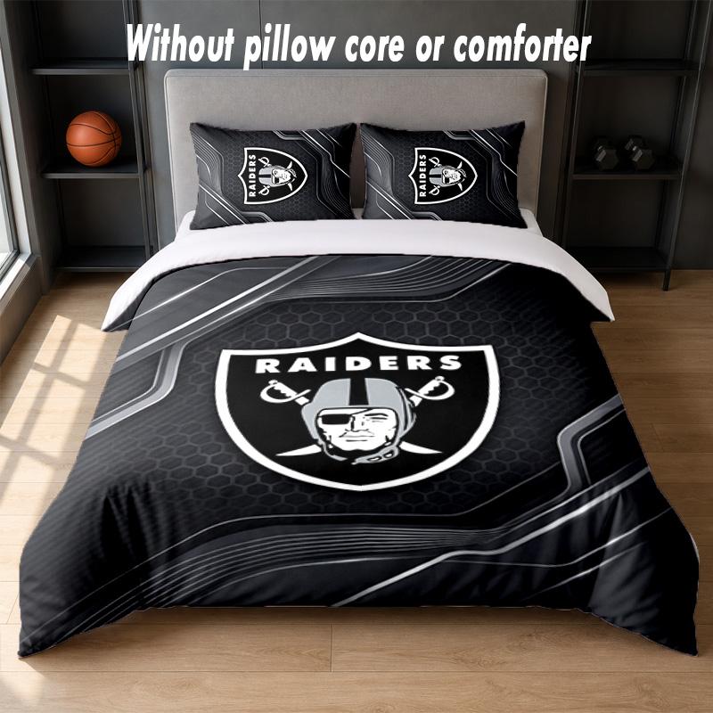 Set Biancheria da Letto Design Las Vegas Raiders 1 Copripiumino + 2 Federe Morbido Traspirante Biancheria da Letto per la Casa