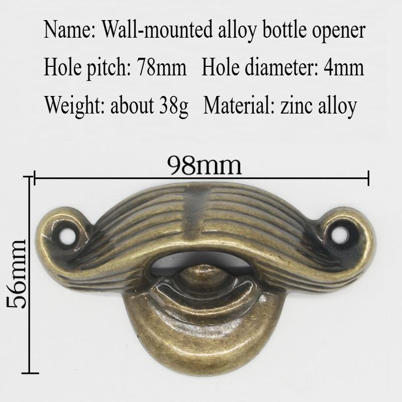 Alloy Mustache Bottle Opener Wall Beer Creative Bottle Opener; Fixed Wall Bottle and Can Opener