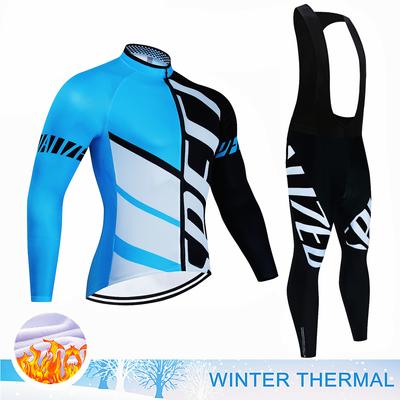 2024 New Winter Thermal Fleece Cycling Jersey Set Long Sleeve MTB Racing Bike Jersey Suit For Men Bib Pants Set Cycling Clothing
