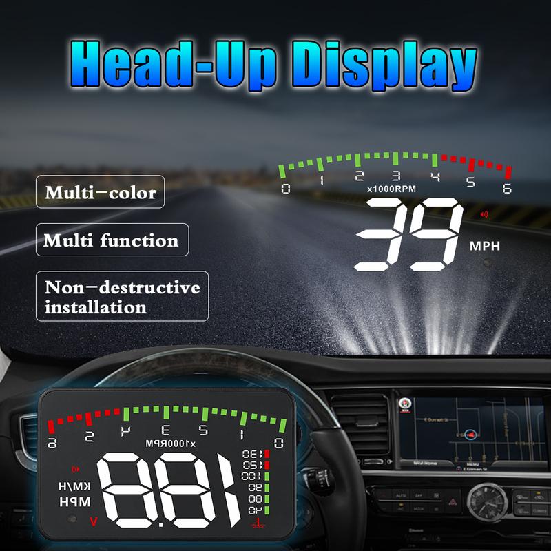 A900 OBD Car Head Up Display OBD2 HUD Windshield Projector Water Temperature Voltage Engine RPM MPH KMH With Overspeed Warning