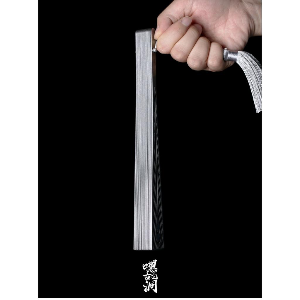 Hey, Gulong-Höhle, Fächer aus Metall mit Phönixfeder, Ganzstahl, sieben Zoll, neun Zoll, antik, Selbstverteidigung, Tai Chi Kung Fu Spiel, Geschenk für Männer