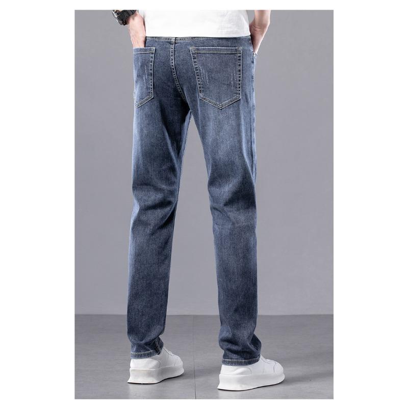 Spring and Summer Four Seasons Slim Fit Korean Style Small Feet Men's Jeans Men's Casual Trendy Pants Trend