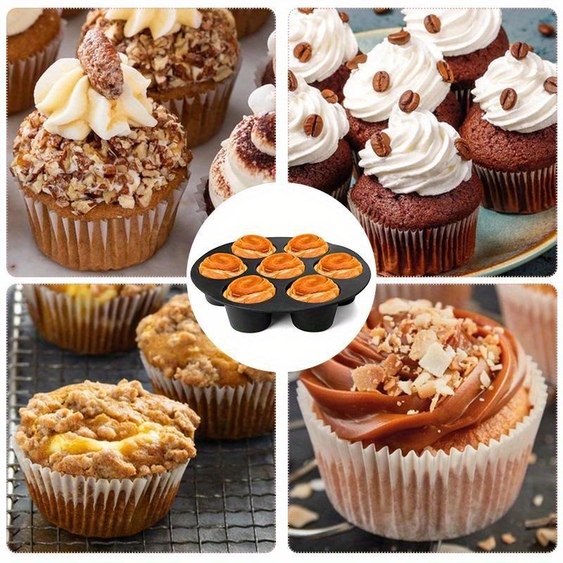 Air Fryer Accessories 7 with Cake Cup Mold Silicone 7 Even Round Muffin Cup Mold Microwave Oven Baking Mold Baking Bakeware Mat