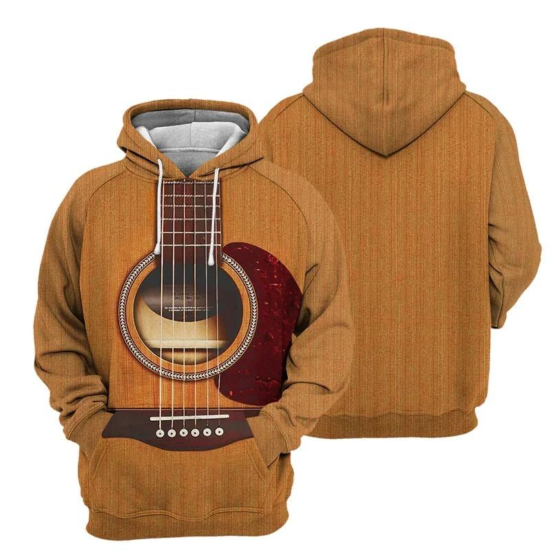 2026 Spring Autumn Men Women Hoodie Piano Guitar 3D Printed Pullover Fashion Long Sleeve Hooded Clothing Male Popular Streetwear