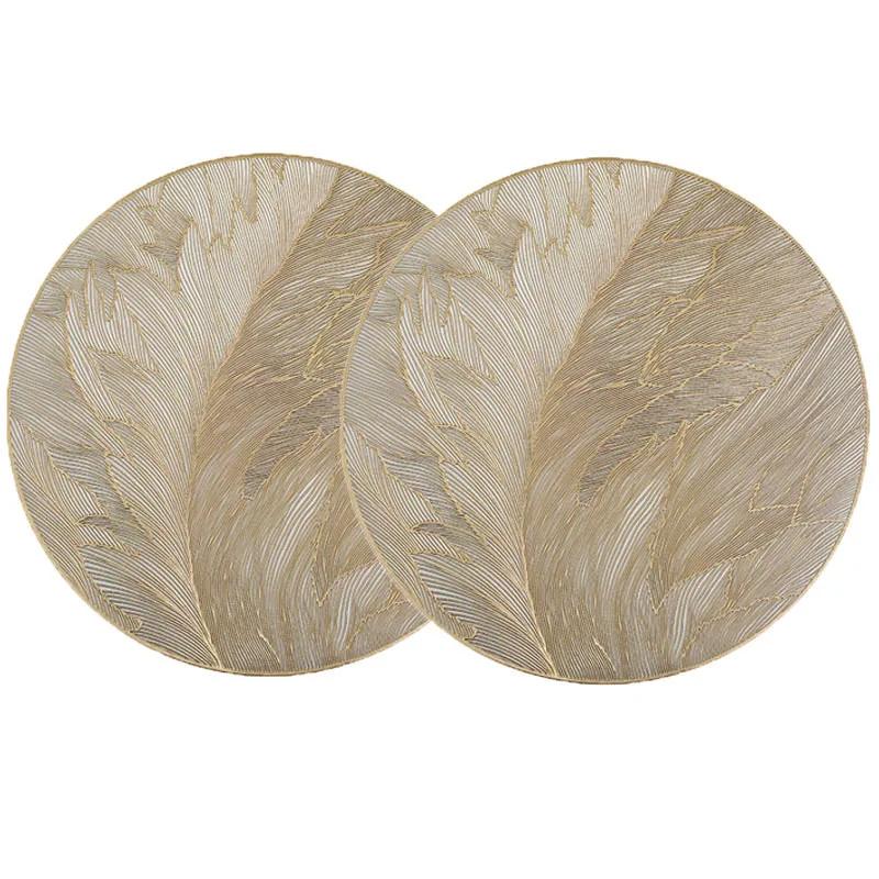 Round Vinyl Placemats Pressed Heat Resistant Non-Slip Table Mats for Dinner Wedding Party Holiday Table Decoration