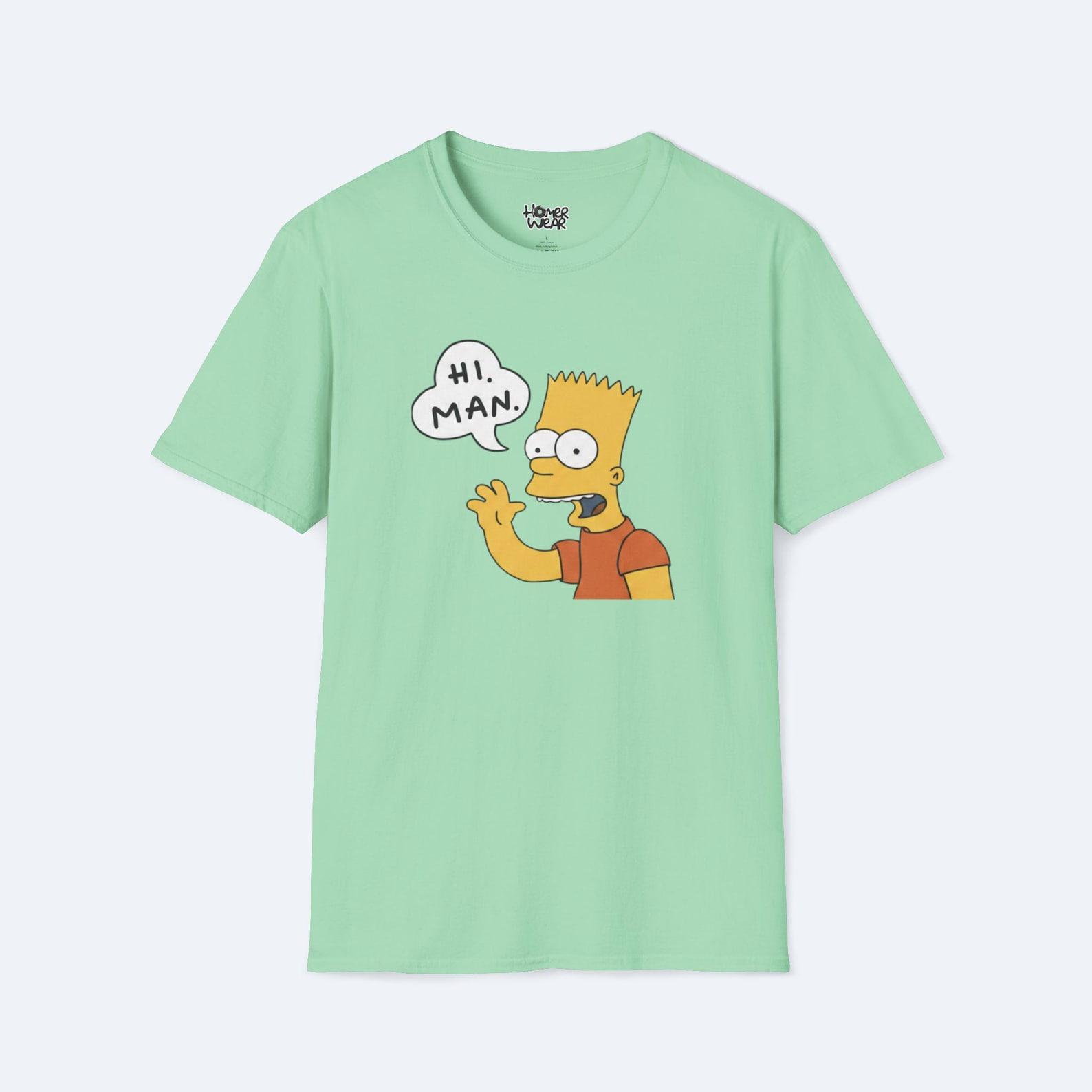 Hi Man Bart Simpson T-Shirt Simpsons Meme Tee Funny Bart Quote Shirt Cartoon Graphic Tee Retro 90s Pop Culture Shirt Gift Idea S