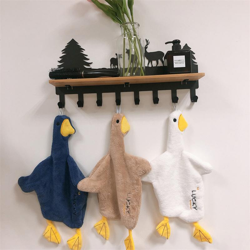 Lovely Cartoon Hand Towel Children Soft Microfiber Plush Fabric Absorbent Hang Towel Household Kitchen Bathroom Clean Wipe Cloth