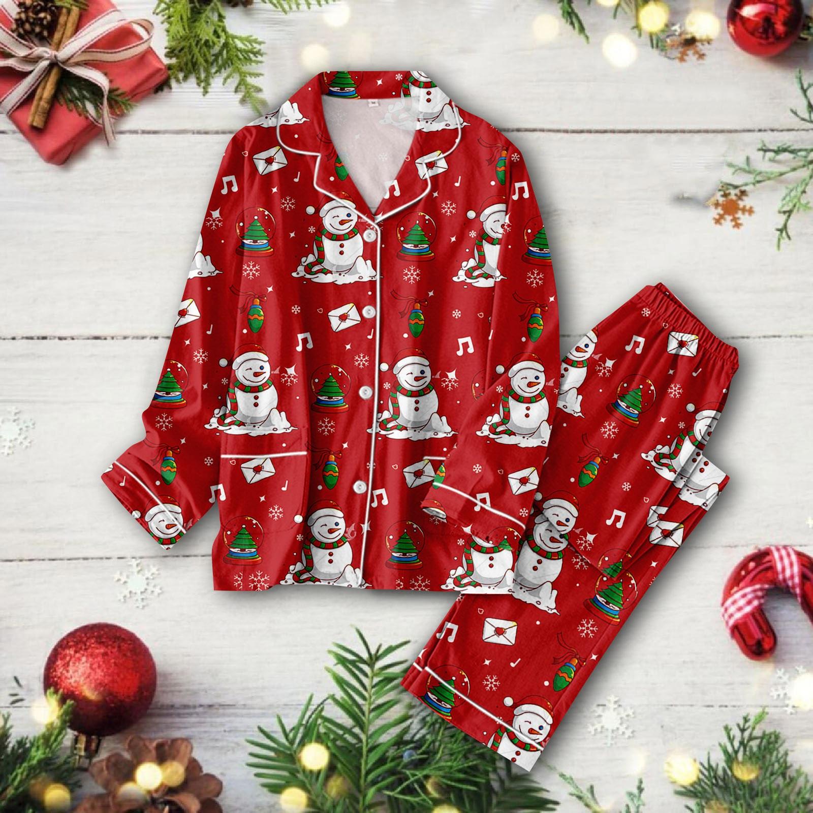 

Женский костюм из 2 предметов с принтом, топ на пуговицах с длинными рукавами, широкие брюки, комплект, пижамный домашний повседневный костюм M красный