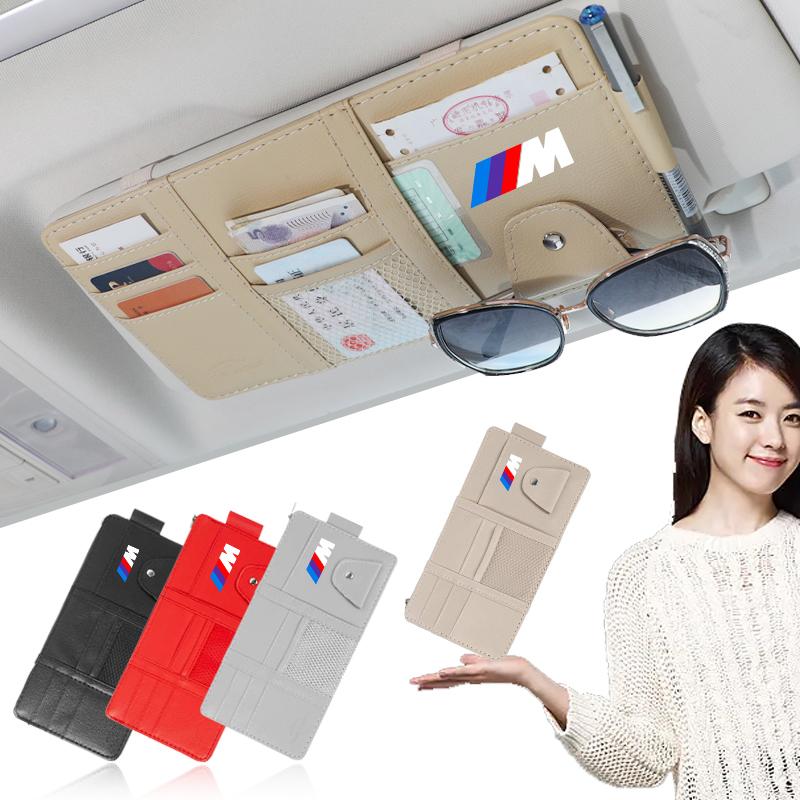 Car Sun Visor Point Type Multi-function Storage Bag Car Accessories For BMW M E34 E36 E60 E90 E46 E39 E70 F10 F20 F30 X5 X6 X1 M3 M5 M6 E71 F01 F02