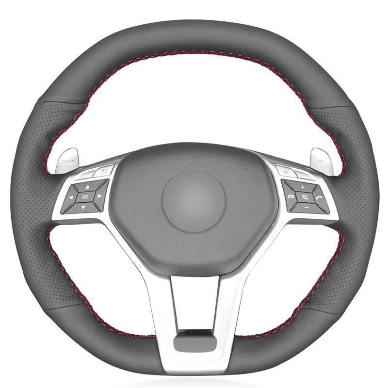 

Автомобильный чехол на руль для Mercedes Benz AMG C63 W204 AMG CLA 45 C117 CLS 63 AMG C218 CLS 63 AMG S-Model C218 Carbon Black Leather