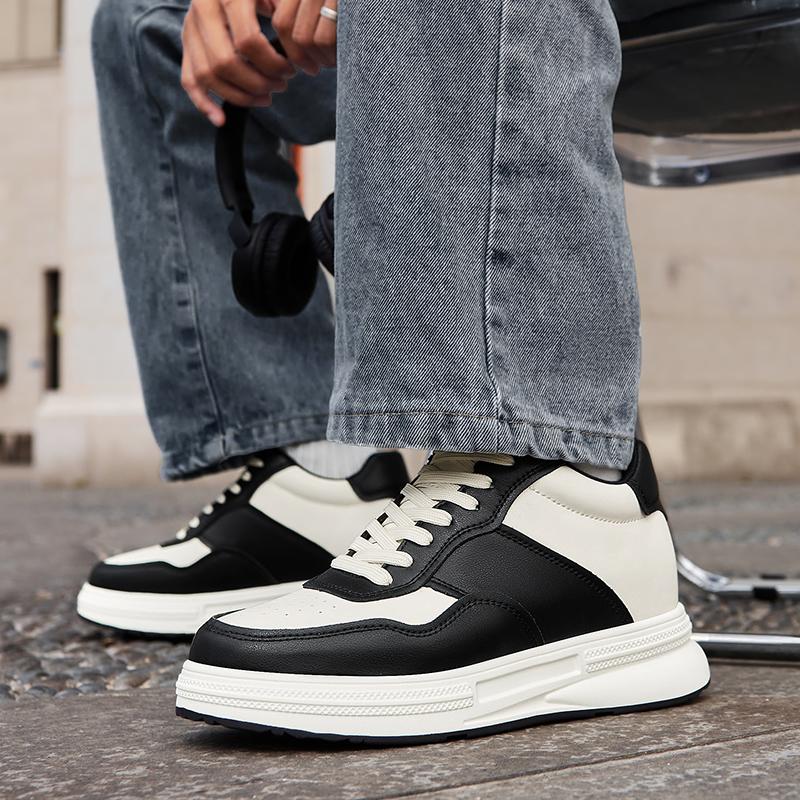 Fashion 7cm Men Height Increase Genuine Leather Casual Sneakers Elevator Shoes Comfortable Fashion Skateboard Shoes for Men Lift Sports