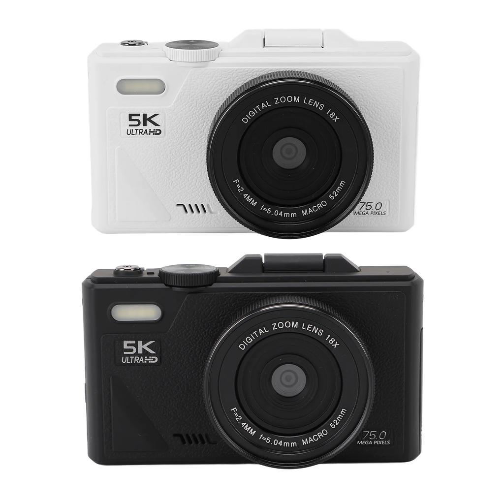 3 Inch 5K 75MP HD Digital Camera Mirrorless Camera Smile Detection Image Stabilization Autofocus with USB Cable for Photography