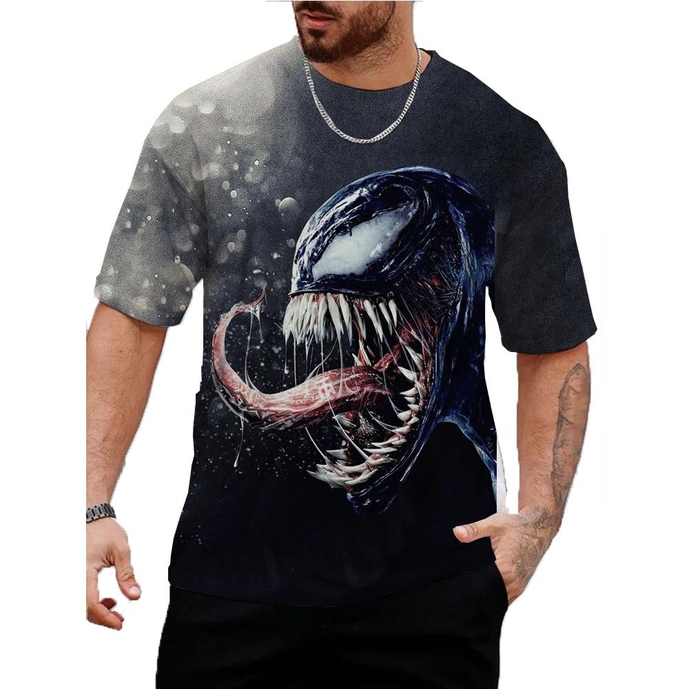 Venom Print T-Shirt Summer Round Neck Tops 3D T-Shirt Male Casual Stylish Short Sleeve Clothing Fashion Trend Street Wear