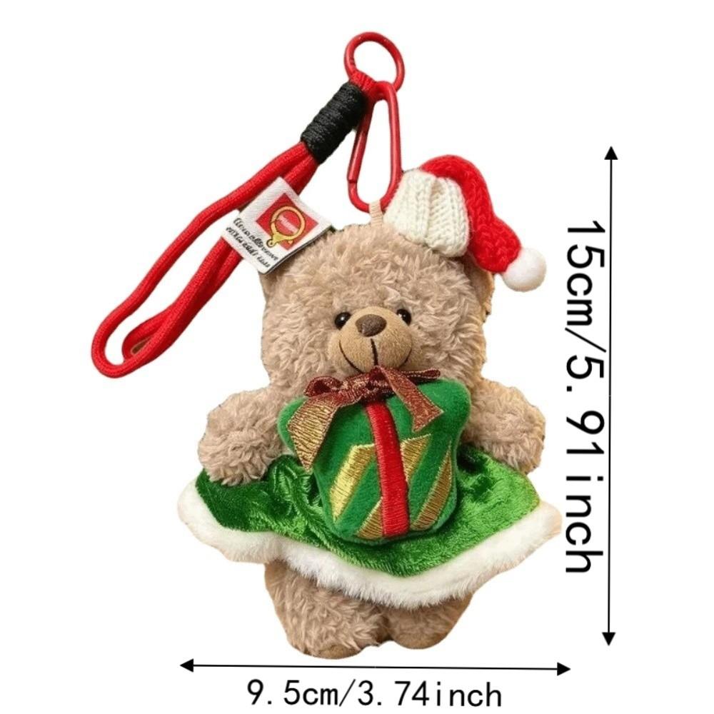 Santa Hat Plush Toy Pendant Cute Dress Xmas Bag Charm Christmas Bear Keychain Stocking Stuffers
