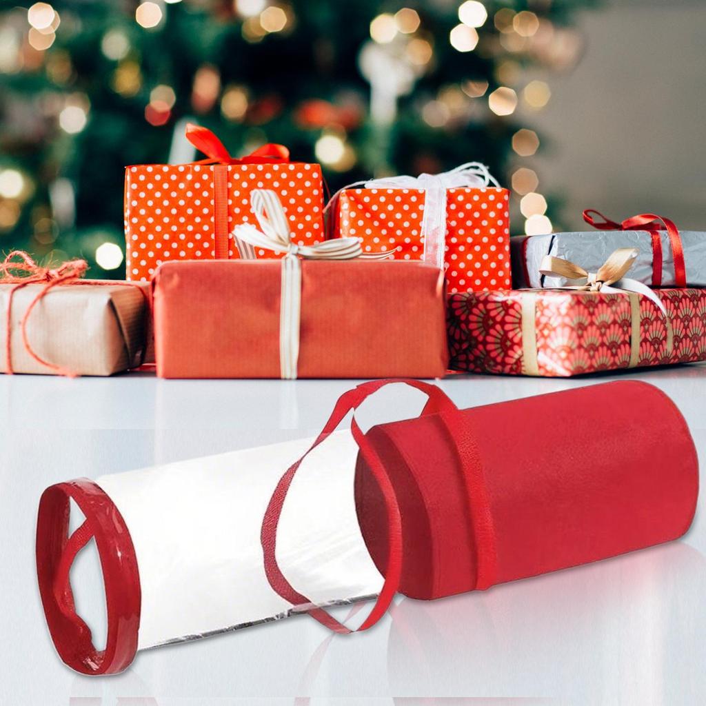 Wrapping Paper Holder Paper Roll Holder Christmas Decor Organizer With Zipper Transparent Holiday Decoration Box For Strap