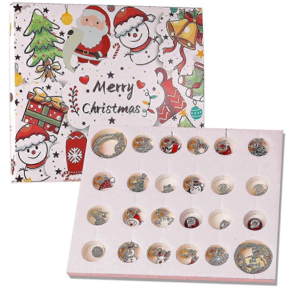 Christmas Countdown Calendar Gift Box Set Diy Beaded Jewelry Advent Bracelets 25-26