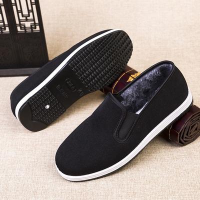 Autumn and Winter Old Beijing Cloth Shoes Piled and Thickened Cotton Shoes Men's Work Driving Warm Middle-aged Non-slip Men's Shoes