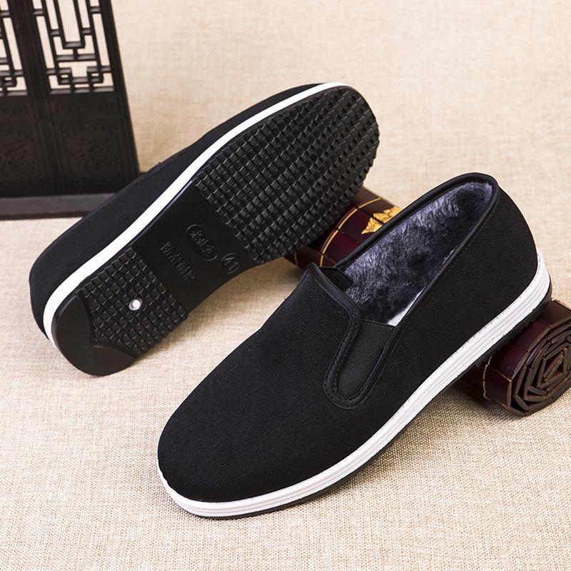 Autumn and winter old Beijing cloth shoes piled and thickened cotton shoes men's work driving warm middle-aged non-slip men's shoes