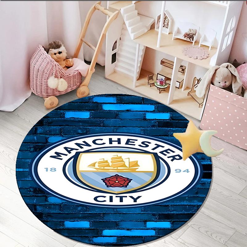 1PC round rug City Football Club Printed Round Area Rug ,Rug For Home Office, Round Chair Rug, Decorative Carpet Fan gifts Christmas gift