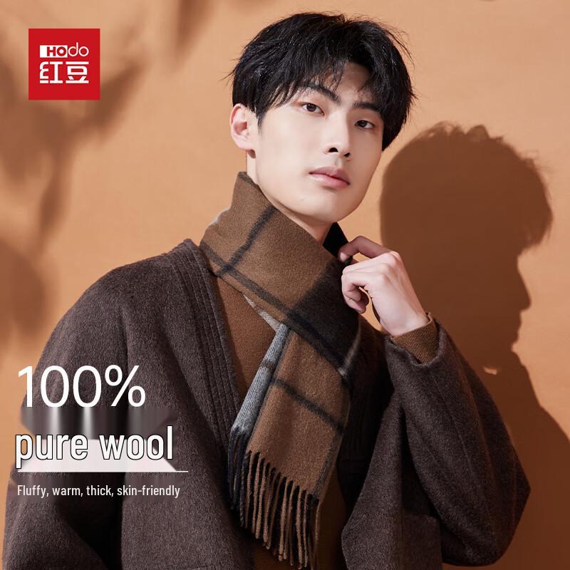 

Hodo Men s 100% Pure Wool Warm Winter Plaid Scarf