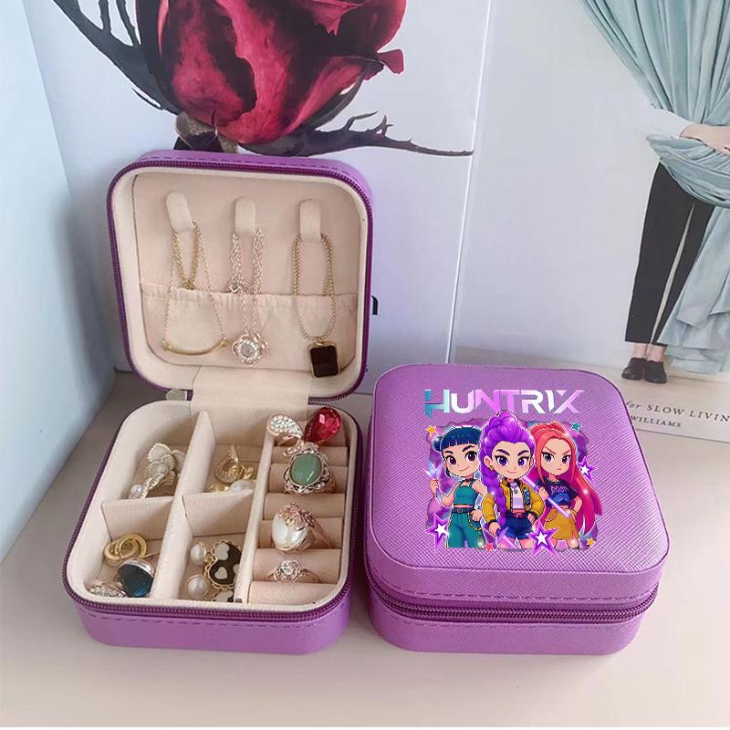 Wysokiej Jakości KPop Łowcy Demonów Pudełko na Biżuterię Organizer na Kolczyki, Naszyjniki, Pierścionki dla Kobiet Mini Organizer na Biżuterię Podróżny Pudełka Ekspozycyjne