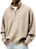 Men's Vintage Check Textured Zip Sweatshirt Stand Collar Long Sleeve Casual Pullover