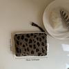 Vintage Leopard Print Mini Corduroy Bag Unisex Portable Travel Storage Pouch for Coin Key Earphone Lipstick Sanitary Pad