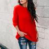 Casual Women Autumn Winter O Neck Long Sleeve Plushy Knitted Pullover Sweater