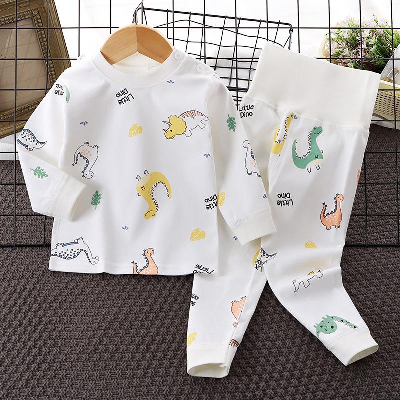 

Зимняя детская футболка с длинным рукавом и круглым вырезом, комплект брюк, повседневный мешковатый костюм из 2 предметов, хлопковый наряд с мультяшным принтом 70cm