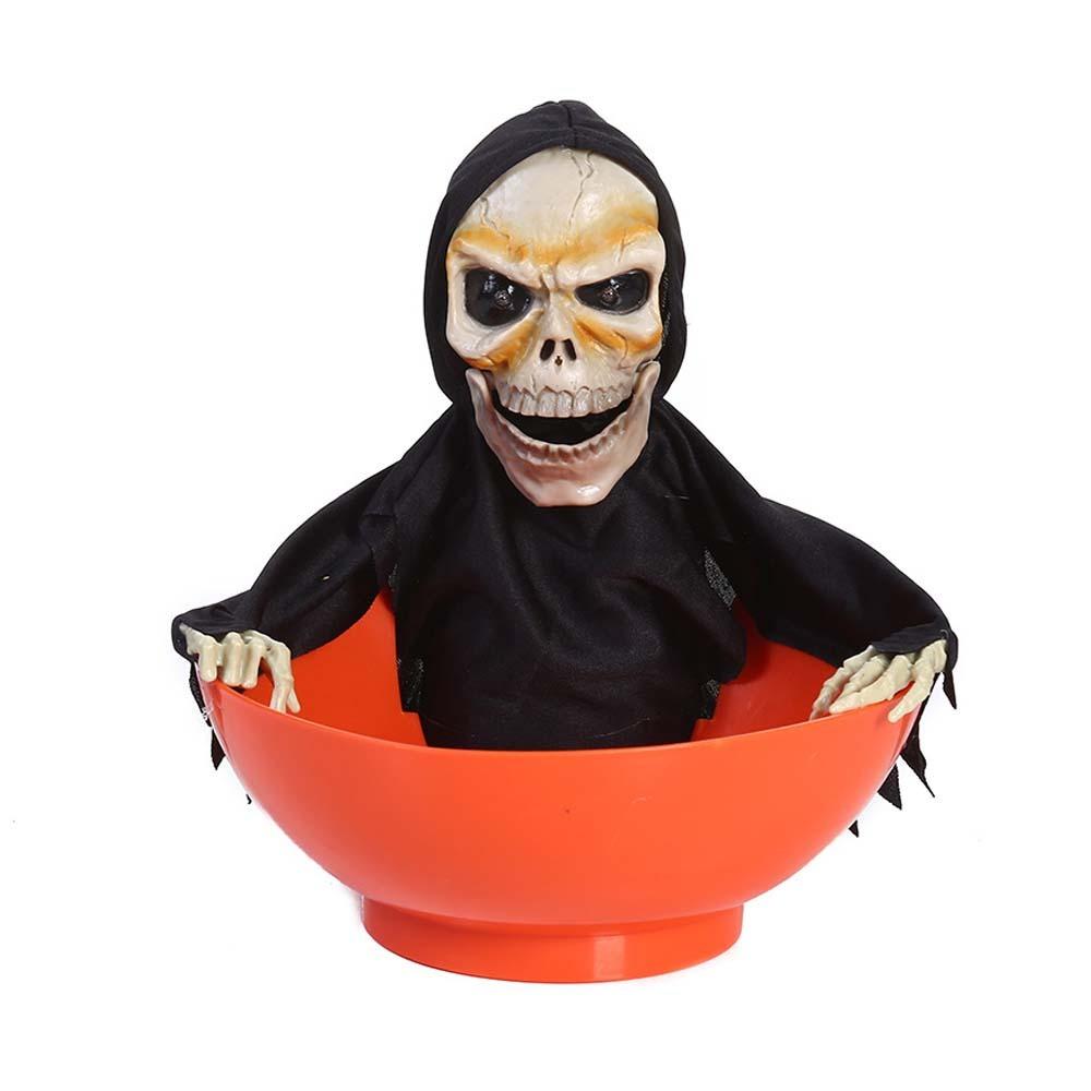 Glowing Halloween Candy Bowl Battery Powered Halloween Ghost Ornament Party Props Fruit Bowl  Gift