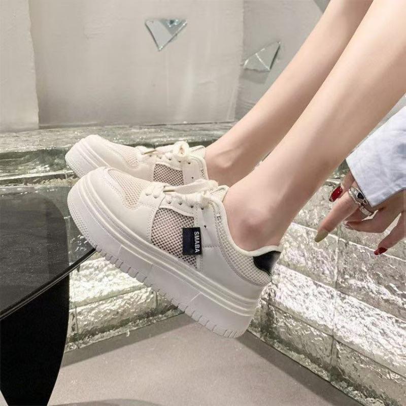 Autumn new breathable tide niche design student versatile height-increasing sports board shoes platform white shoes women
