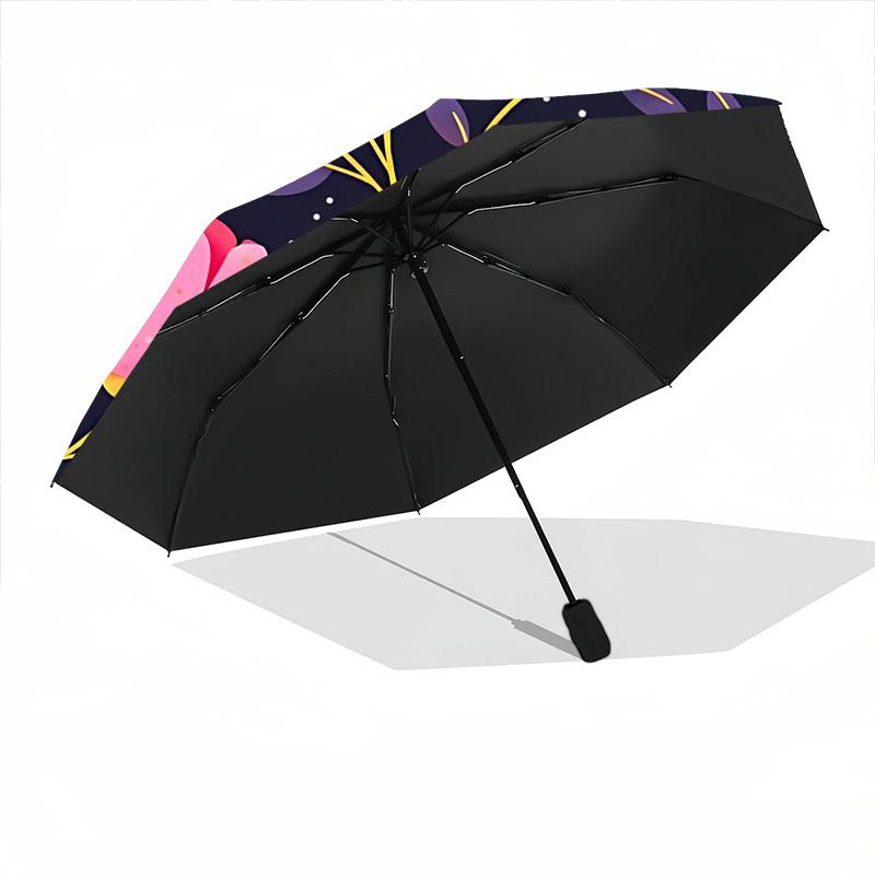 1PC Floral Pattern Automatic Folding Umbrella Portable Collapsible 8-Rib Umbrella for All Seasons, Casual Outdoor Accessory, A29