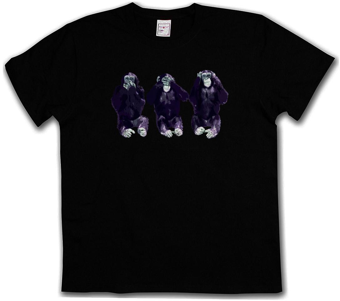 SEE NO HEAR NO SPEAK NO APES T-SHIRT Mafia Mobster Bribe Bribery Corruption L